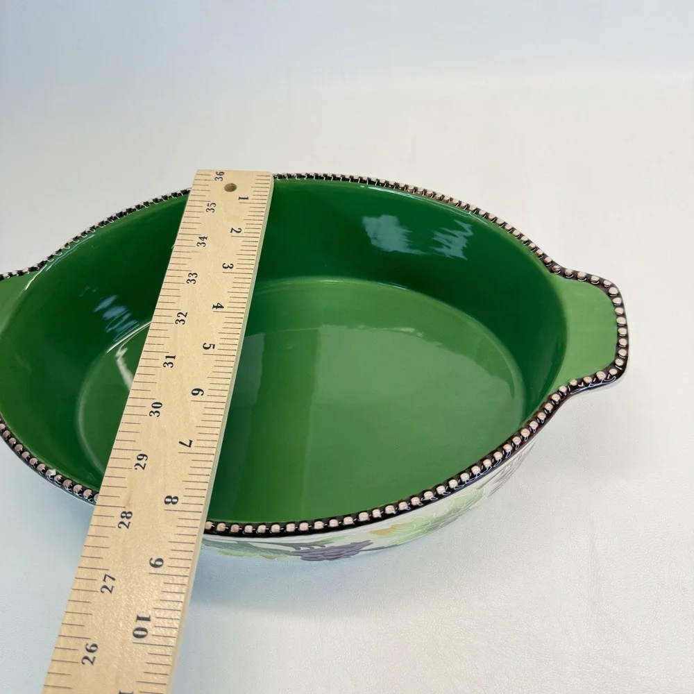 Temp-tations by Tara 3QT Oval Baker Grape Vine Ceramic Dish Lid BS-LX-863359